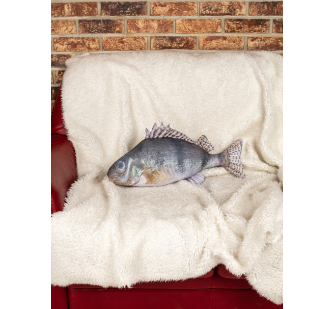 Ruffe Fish Shaped Photo Soft Stuffed Decorative Pillow