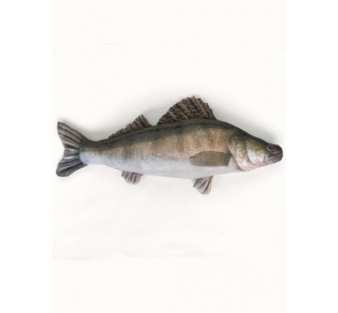 Walleye Fish Shaped Photo Soft Stuffed Decorative Pillow