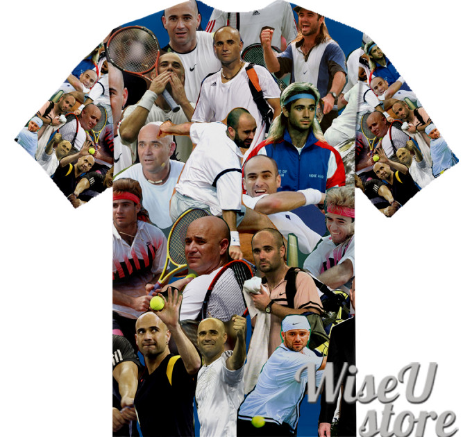 Andre Agassi T-SHIRT Photo Collage shirt 3D