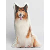 Collie Dog Shaped Photo Soft Stuffed Decorative Pillow with a zipper