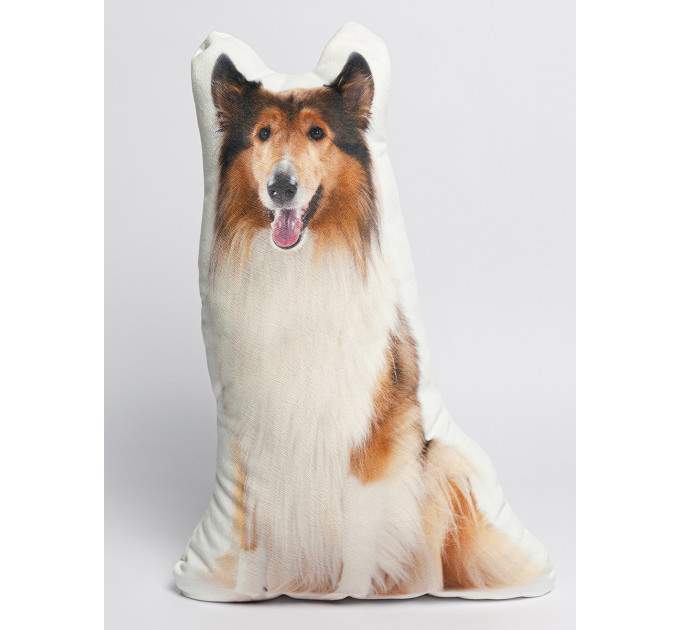 Collie Dog Shaped Photo Soft Stuffed Decorative Pillow with a zipper