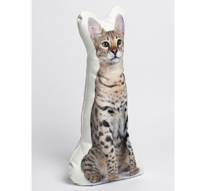 Savannah Cat Shaped Photo Soft Stuffed Decorative Pillow with a zipper