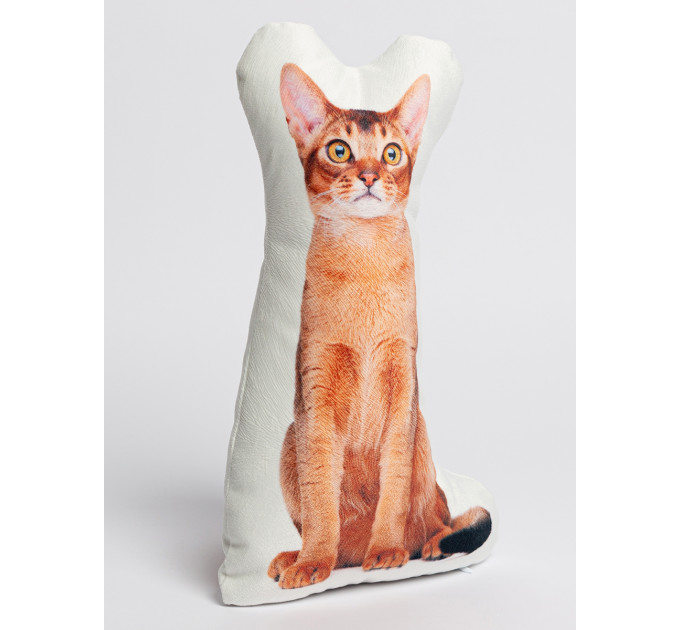 Abyssinian Cat Shaped Photo Soft Stuffed Decorative Pillow with a zipper