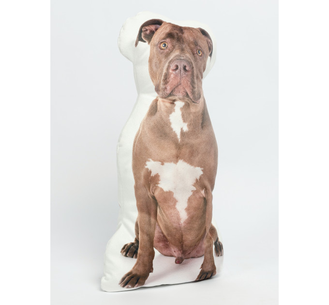 Pit bull Dog Shaped Photo Soft Stuffed Decorative Pillow with a zipper
