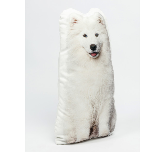 Samoyed Dog Shaped Photo Soft Stuffed Decorative Pillow with a zipper