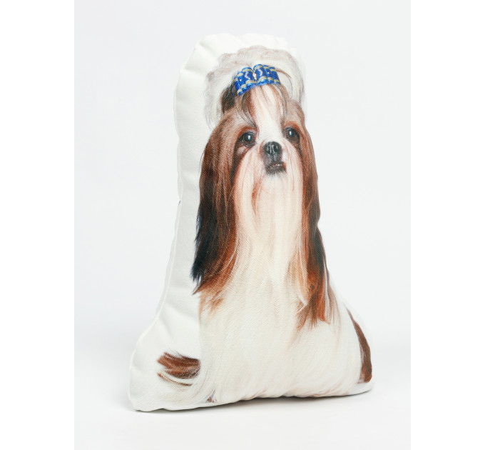 Shih-Tzu Dog Shaped Photo Soft Stuffed Decorative Pillow with a zipper