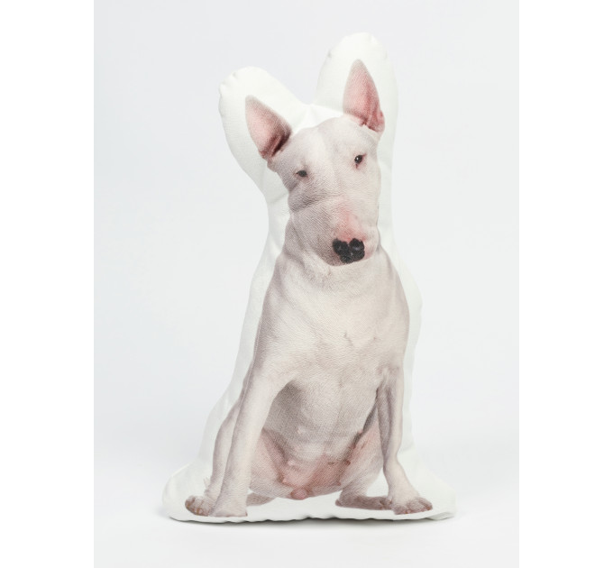 Bull terrier Dog Shaped Photo Soft Stuffed Decorative Pillow with a zipper