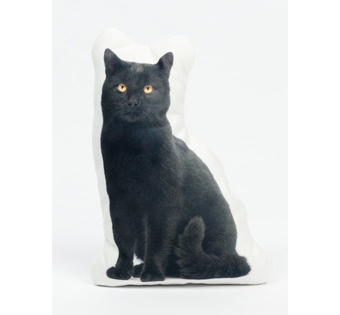 Black Cat Shaped Photo Soft Stuffed Decorative Pillow with a zipper