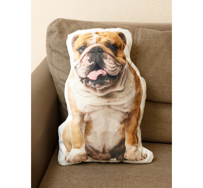 Bulldog Shaped Photo Soft Stuffed Decorative Pillow with a zipper