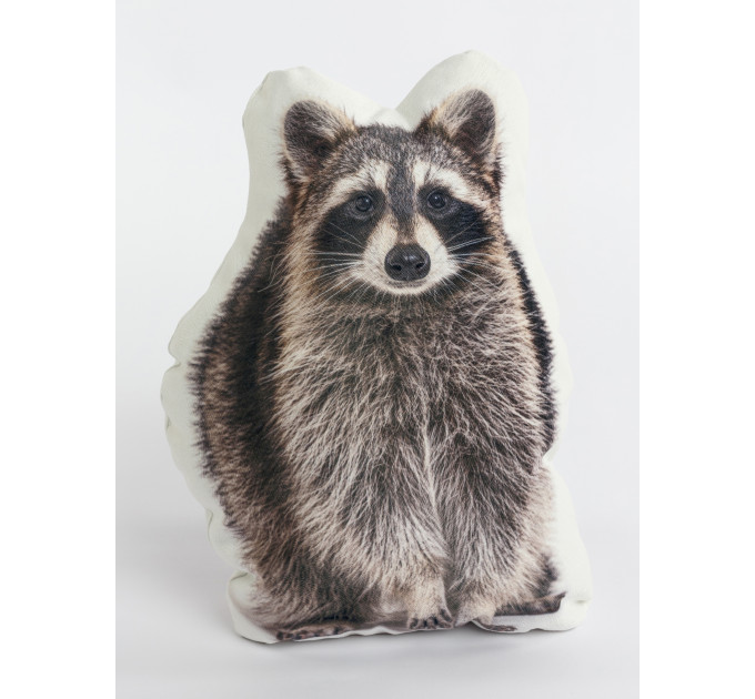Raccoon Shaped Photo Soft Stuffed Decorative Pillow with a zipper
