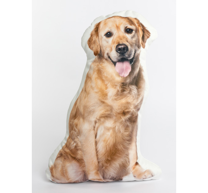 Golden Retriever Dog Shaped Photo Soft Stuffed Decorative Pillow with a zipper