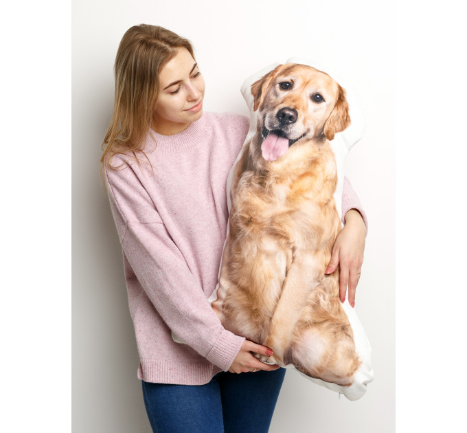 Golden Retriever Dog Shaped Photo Soft Stuffed Decorative Pillow with a zipper