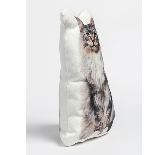 Maine-coon Cat Shaped Photo Soft Stuffed Decorative Pillow with a zipper