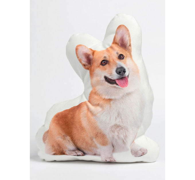 Corgi Dog Shaped Photo Soft Stuffed Decorative Pillow with a zipper