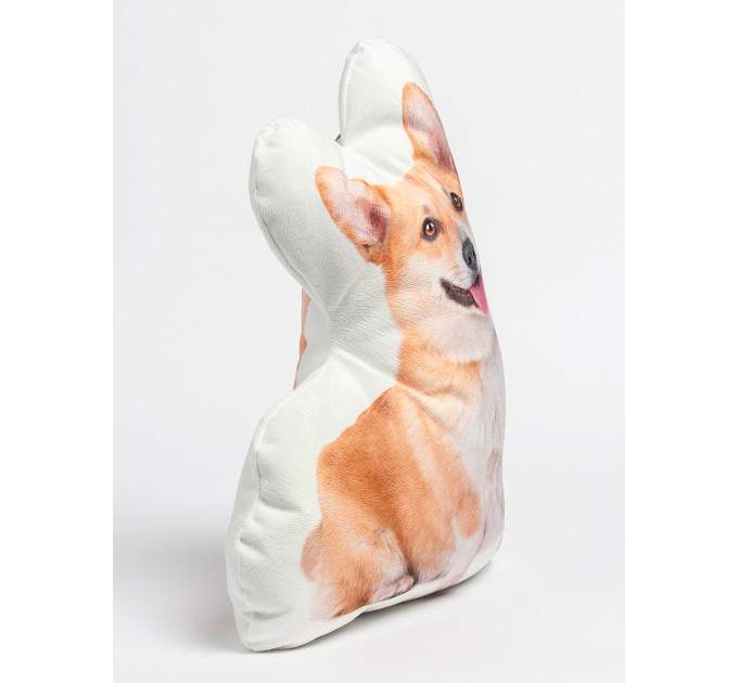 Corgi Dog Shaped Photo Soft Stuffed Decorative Pillow with a zipper