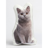 British Cat Shaped Photo Soft Stuffed Decorative Pillow with a zipper