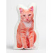 Red Cat Shaped Photo Soft Stuffed Decorative Pillow with a zipper