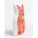 Red Cat Shaped Photo Soft Stuffed Decorative Pillow with a zipper