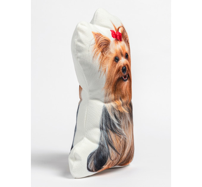 Yorkshire Terrier Dog Shaped Photo Soft Stuffed Decorative Pillow with a zipper