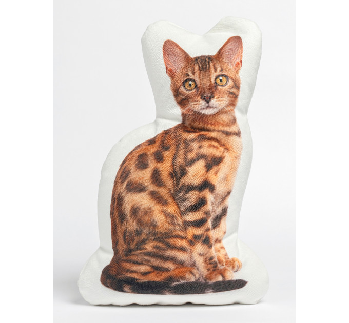Bengal Cat Shaped Photo Soft Stuffed Decorative Pillow with a zipper