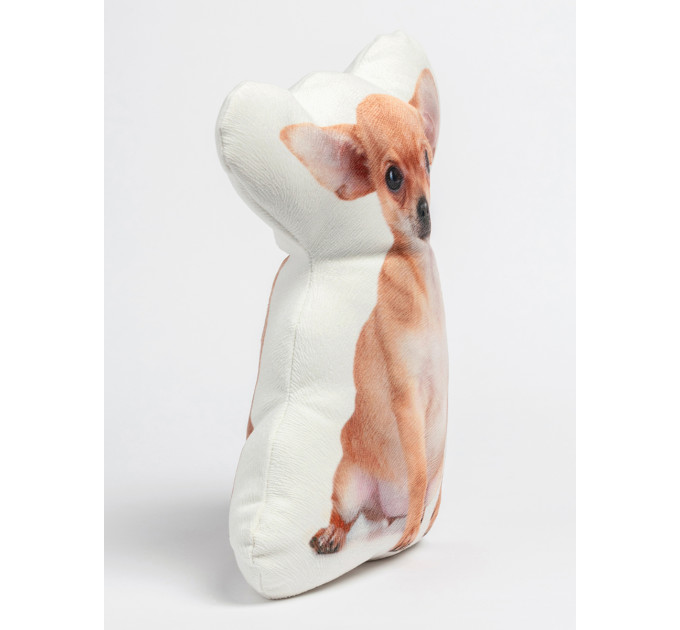 Chihuahua Dog Shaped Photo Soft Stuffed Decorative Pillow with a zipper