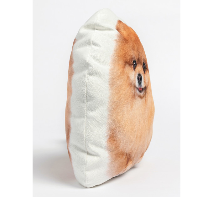 Pomeranian Dog Shaped Photo Soft Stuffed Decorative Pillow with a zipper