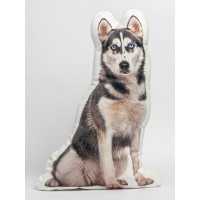 Husky Dog Shaped Photo Soft Stuffed Decorative Pillow with a zipper