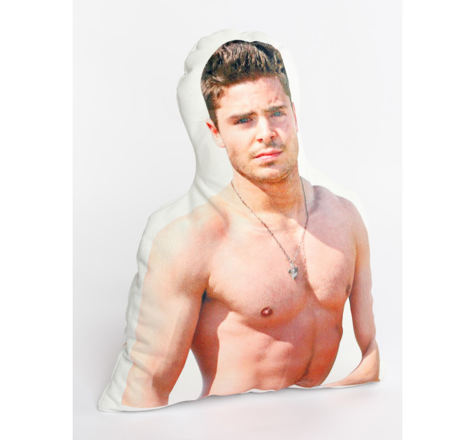 Zac Efron Shaped Photo Soft Stuffed Decorative Pillow with a zipper
