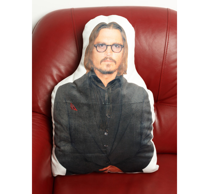 Johnny Depp Shaped Photo Soft Stuffed Decorative Pillow with a zipper
