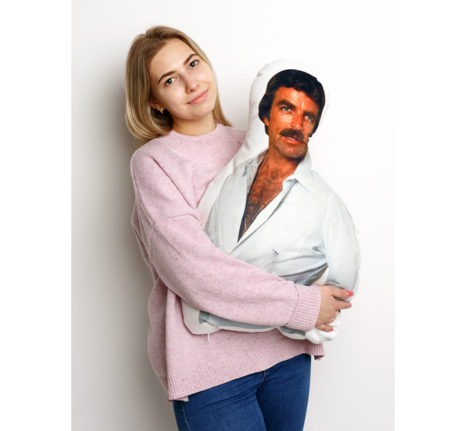 Tom Selleck Shaped Photo Soft Stuffed Decorative Pillow with a zipper