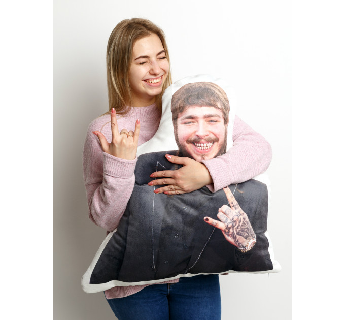 Post Malone Shaped Photo Soft Stuffed Decorative Pillow with a zipper